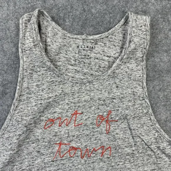 Madewell Mile(s) Tank Top Womens Small Gray Out Of Town Graphic Travel Casual - Picture 2 of 8